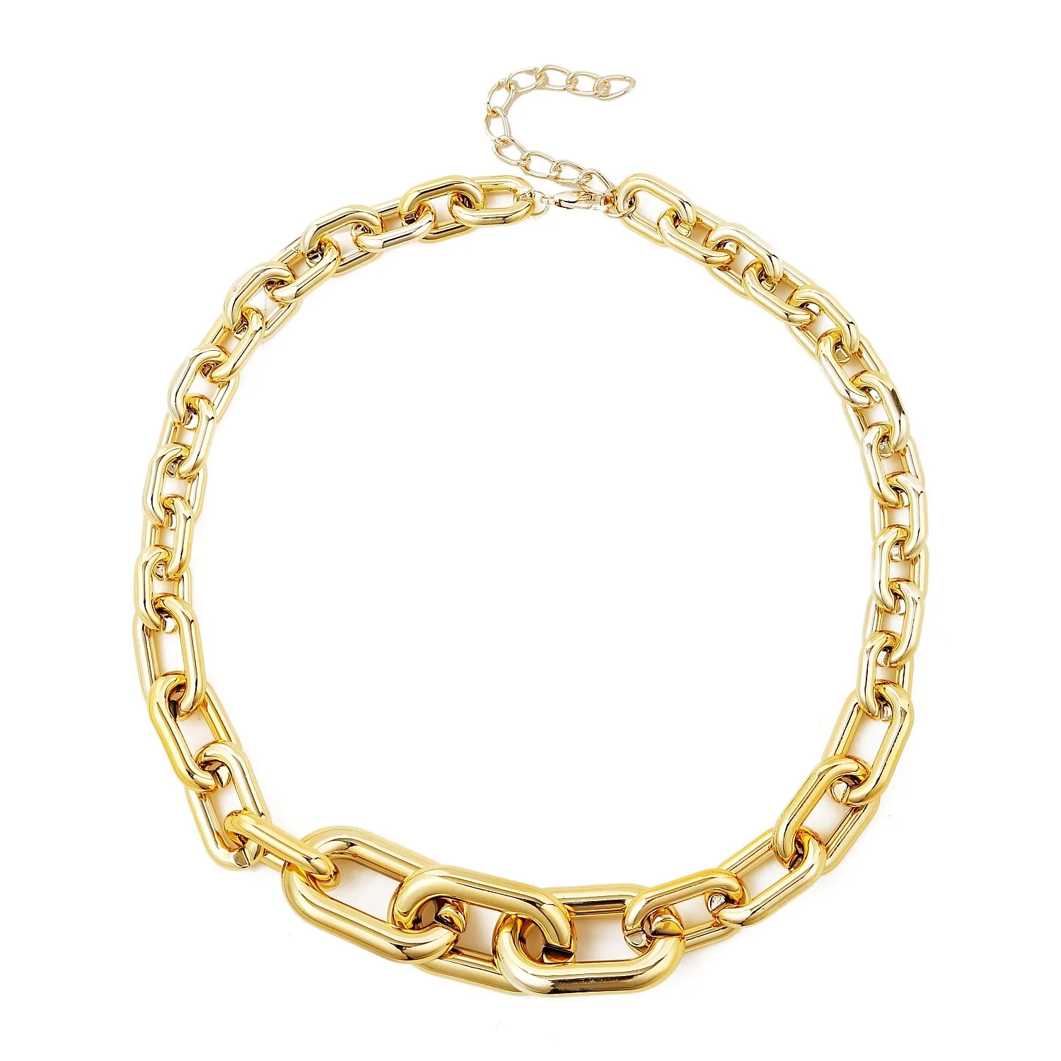 

2021 New Arrival Hip Hop Exaggerated Choker Necklace Simple Gold Color Chunky Thick Clavicle Chain Necklaces For Women Jewelry