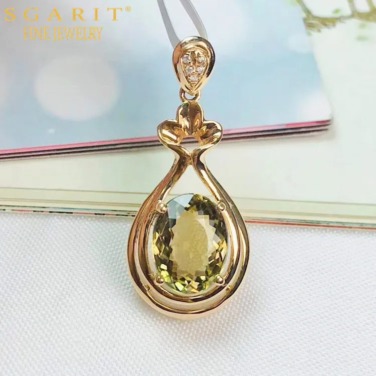 

SGARIT beautiful lady party jewelry 18k gold necklace customization 2.25ct natural green tourmaline stone pendant