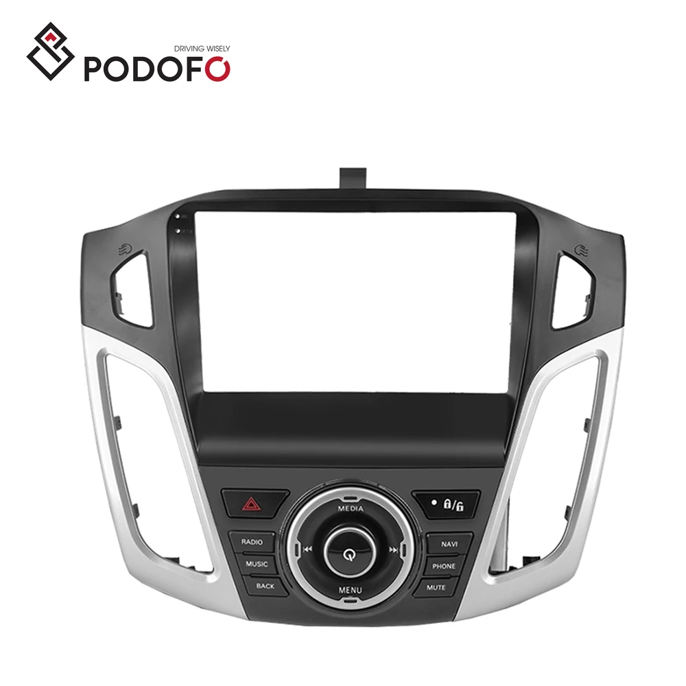 

Podofo 2 Din 9 Inch Car Stereo Radio Frame Dashboard Trim Buttons Non-Reflective For Ford Focus 2012-2018