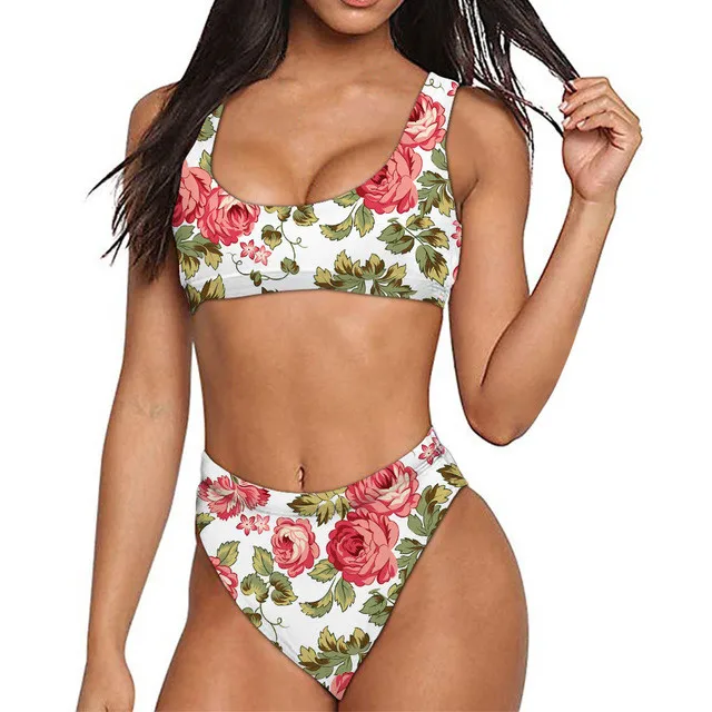 

Newest Low Price High Quality Bikini Tropical Flower Print Womens Plus Size Cover Ups Swimwear XXL Mesh, Customized color