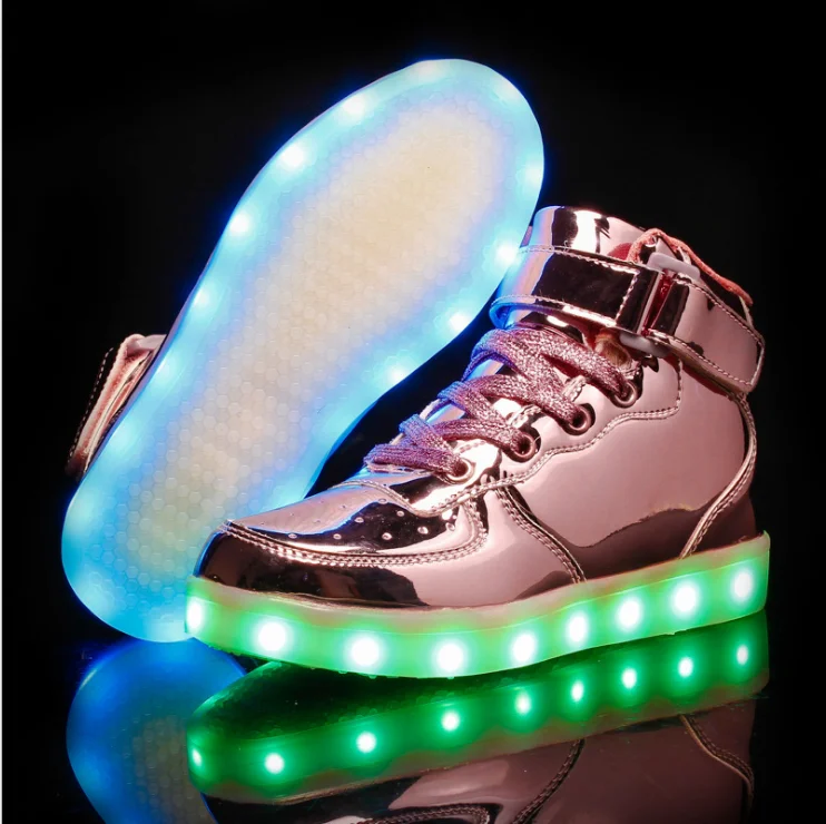 

Free Shipping 2020 High Upper Rechargeable Led Light Casual Popular Shoes Running Sport Shoes Board Shoes For Boys And Girls, 10colors