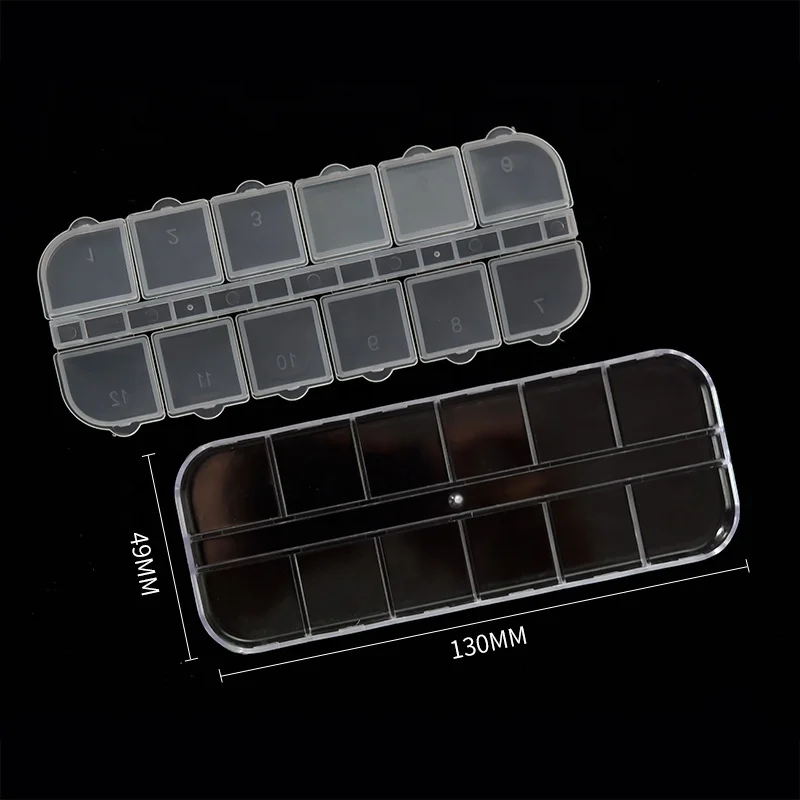 

Nail Art Tool Jewelry Storage Box 12 Compartments Plastic Rhinestone Organizer Container Case Display Containers, As shown