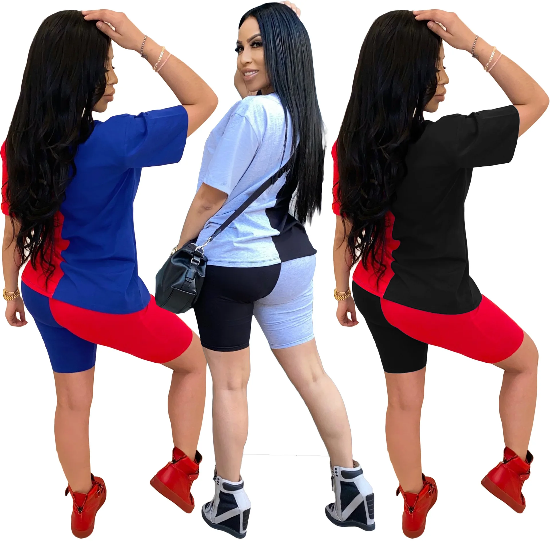 New Arrival Double Color S2xl Casual 2 Piece Set Women Clothing