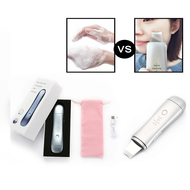 

Amazon hot trending products 2021 new arrivals facial ultrasonic skin scrubber spatula for face, Blue,silver