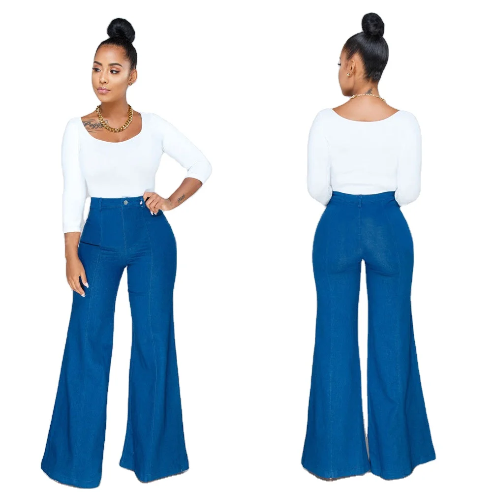 

AIPA Online Best Selling Good Quality Fashion Colombian Style High Waisted Denim Bell Bottom Jeans Pants For Women, Customized color