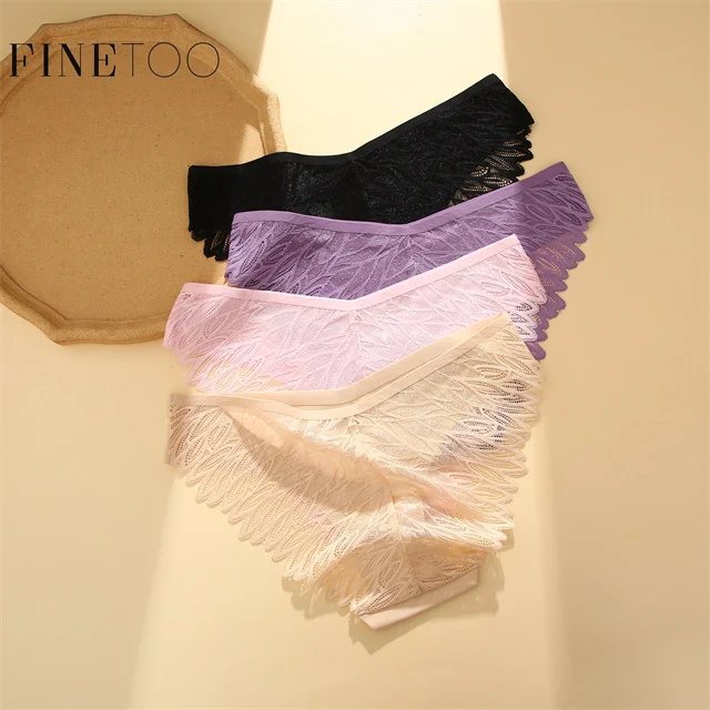 

FINETOO 2023 Women's Seamless Panties Briefs Sexy Ice silk Lace Comfortable Underwear Ladies Underpants Soft High Waist Panty