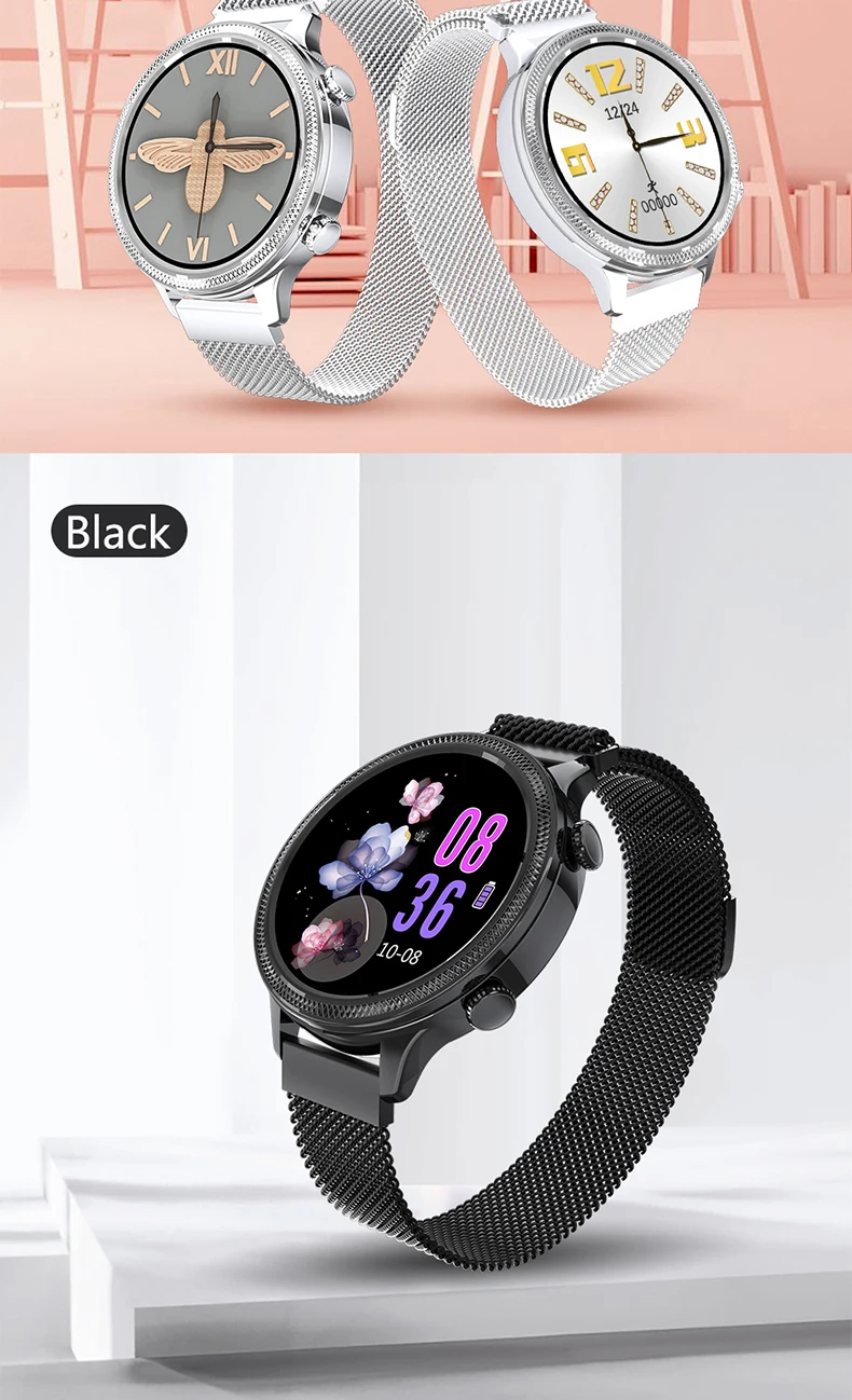 2020 Fashion Lady Smart Watch M3 Heart Rate Blood Pressure Oxygen Full Touch Waterproof Women Similar KW10 KW20 DT96 Smartwatch