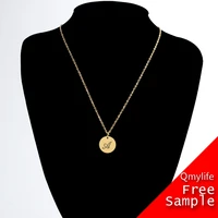 

Qmylife Shiny Stainless Steel 18K Gold Plated Letter S Disc Necklace With Initial Necklace