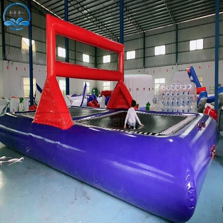 

Inflatable Floating Water Park Beach Sport Game Inflatable Water Volleyball Trampoline Court With Metal Frame For Sale, As shown/customized