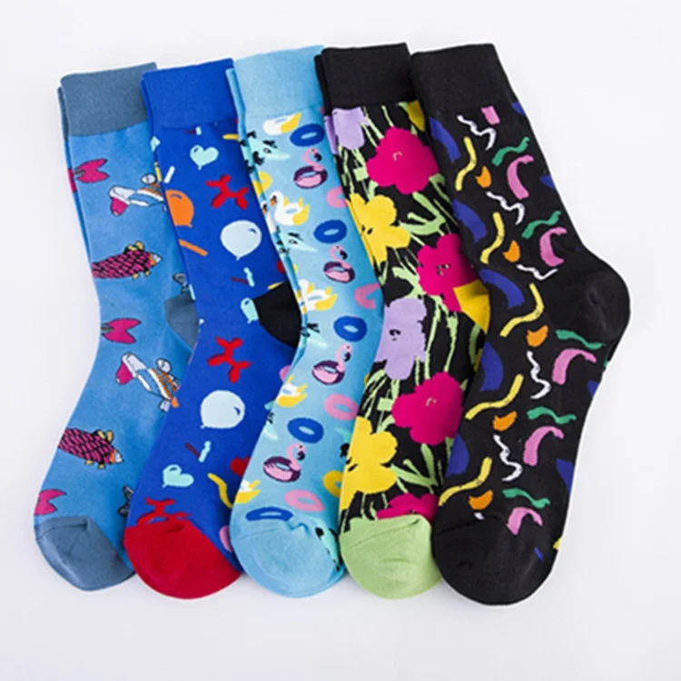 

American European street Fantasy Cartoons casual cotton socks colorful men tide socks long sports socks