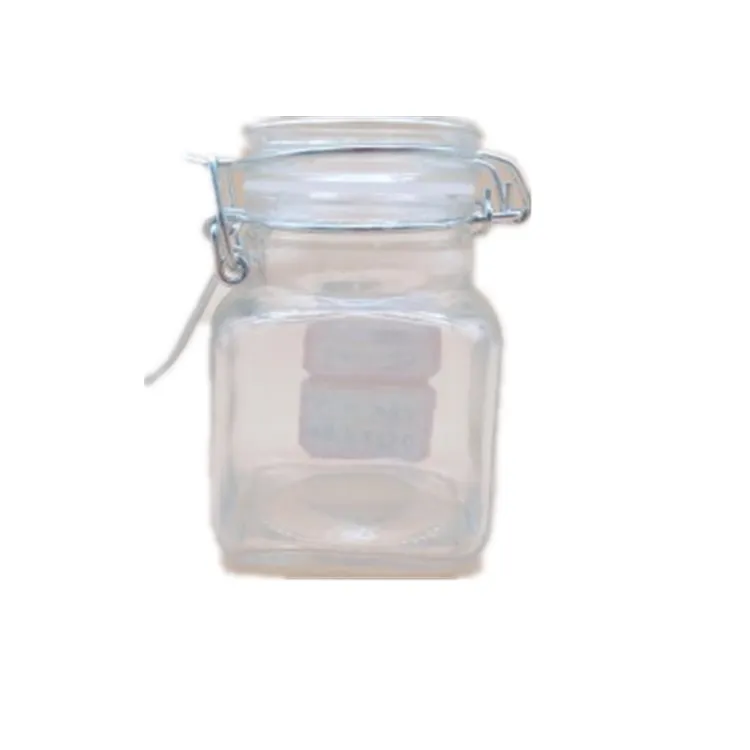 

3oz Mini Square spice with swing clip lid glass storage jar, Clear