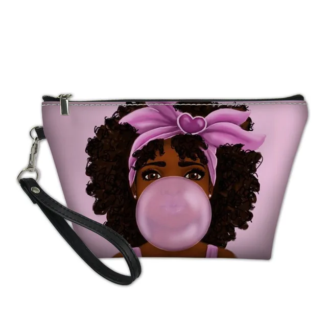 

Travel Bags Cosmetic Black Art African Girl Printing Makeup Bag Pouch Clutch Purse Waterproof Toiletry Pouch with Zipper Design, Customized color