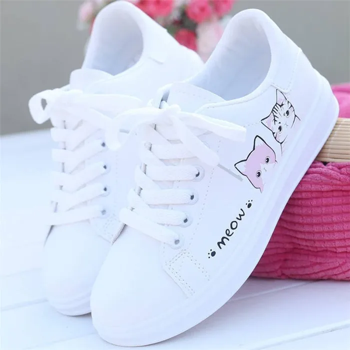 

Women's shoes cartoon students casual board shoes small white shoes, Black, blue, pink