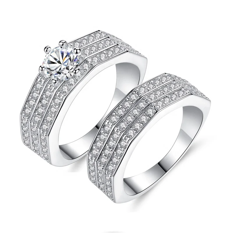 

Best selling couples full of zircon engagement rings R247