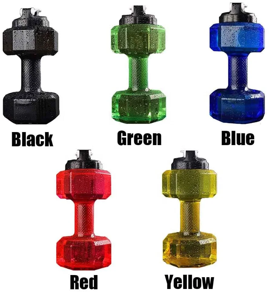 

Sports Gym Portable Adjustable Fitness Filled Dumbbell Shape Water Bottle Water Dumbbell with logo for Men Women Training 2.2L, Customized color