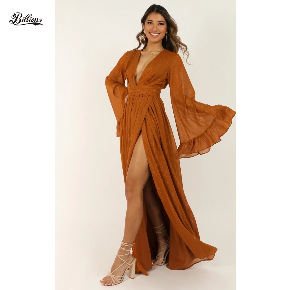 

Rust Formal Floral Warm Women Dress