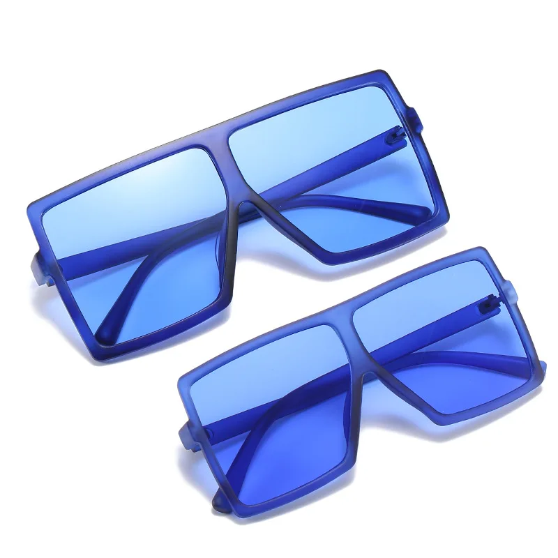 

QZ002 Hot selling oversized square PC UV400 mommy and me sunglasses sets colorful kid boy sunglasses