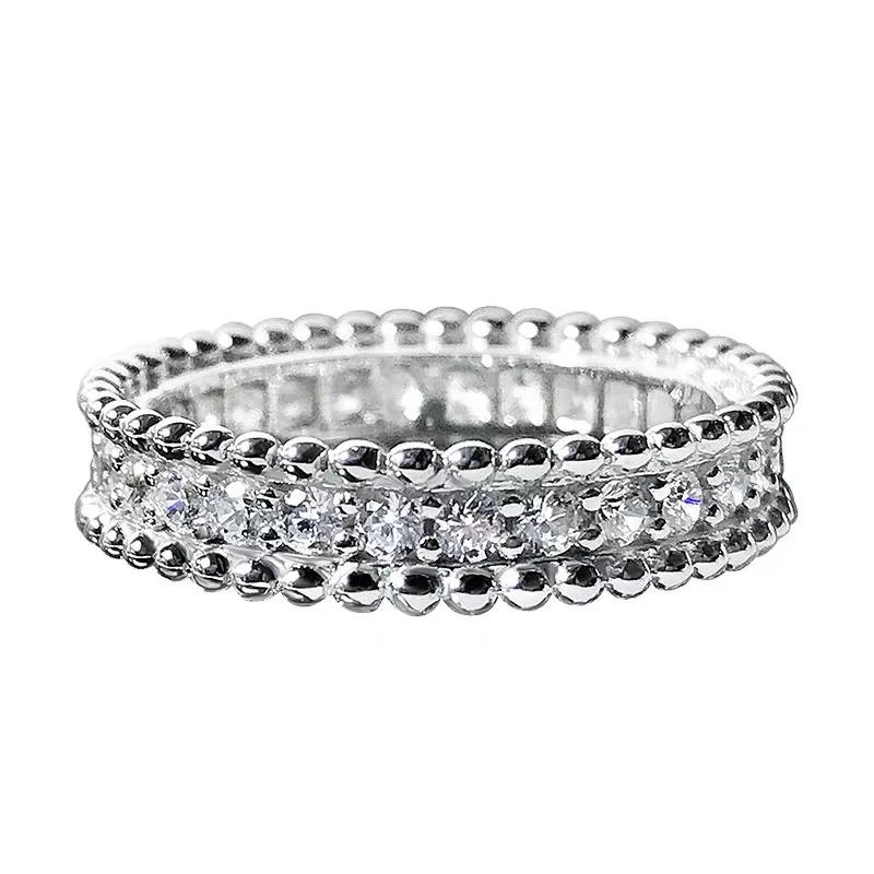

Fashion Jewelry Wholesale Price KYRA0957 CZ Rings Fashionable Platinum Plated 3A Zircon Eternity Band Rings for Women, Silver