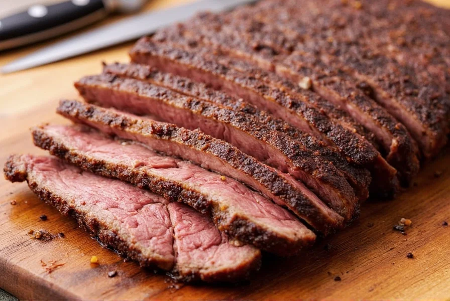 Digital meat thermometer checking brisket temperature