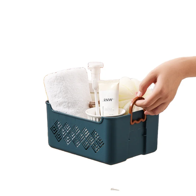 

Plastic shower sundries organizer Snack food receive storage basket with handles make up box