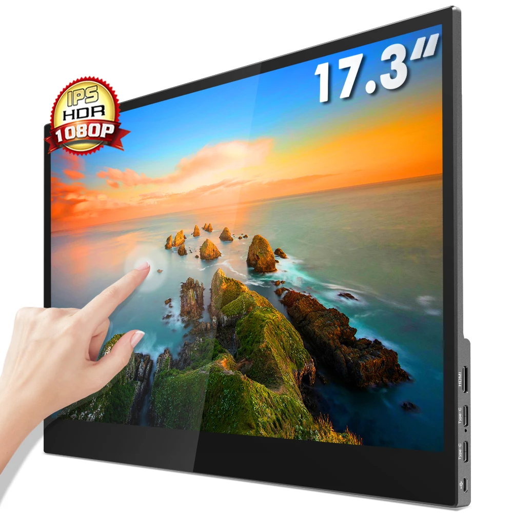 

Type-c Hd-mi Monitors IPS Laptop 17.3 Portable Monitor Anti Glare TFT LCD Panel LED Backlight for Gaming  1-year