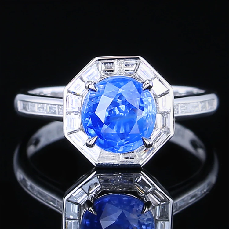 

SGARIT custom fine jewelry wholesale price 2ct Sri Lanka cornflower blue genuine sapphire gemstone ring 18k gold