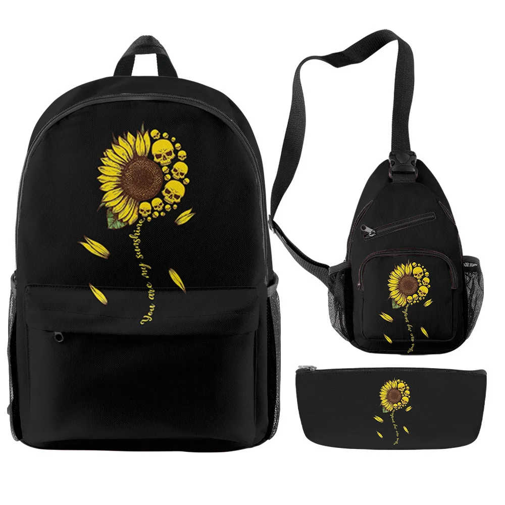 

Hot Sale Monogrammed Canvas Sunflower Schoolbag flower backpack