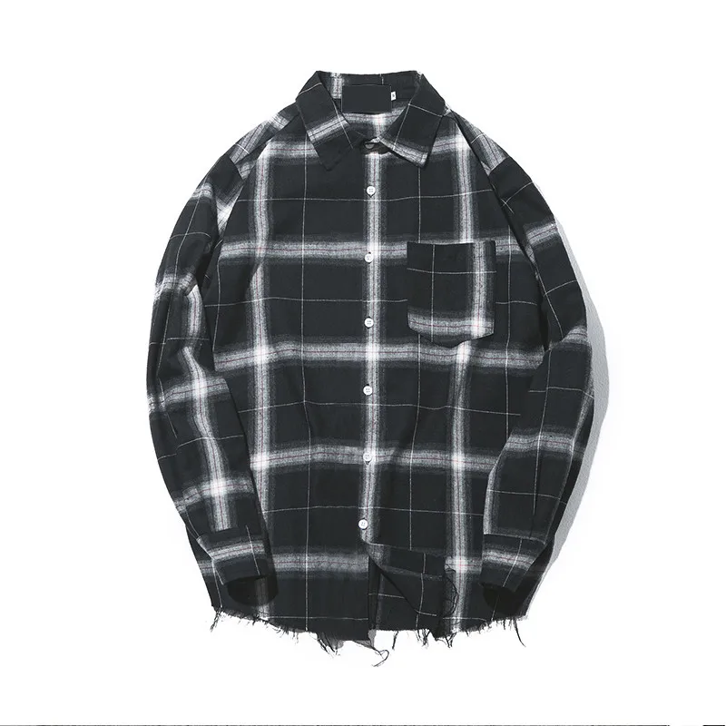 

Free Shipping Plaid Long Sleeve Casual Loose Cotton Women Men's Shirts