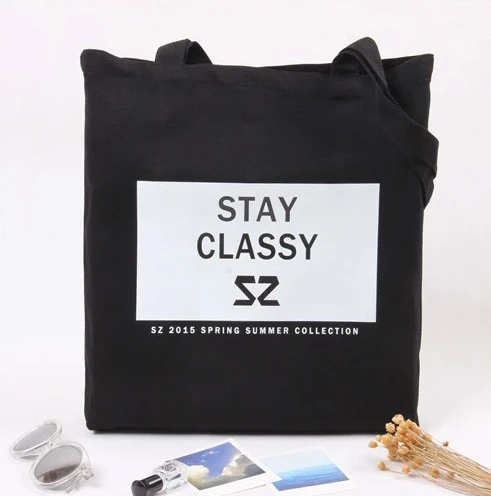 

Ladies Black Handle Organic Canvas Tote Shoulder Shopping Canvas Tote Bag