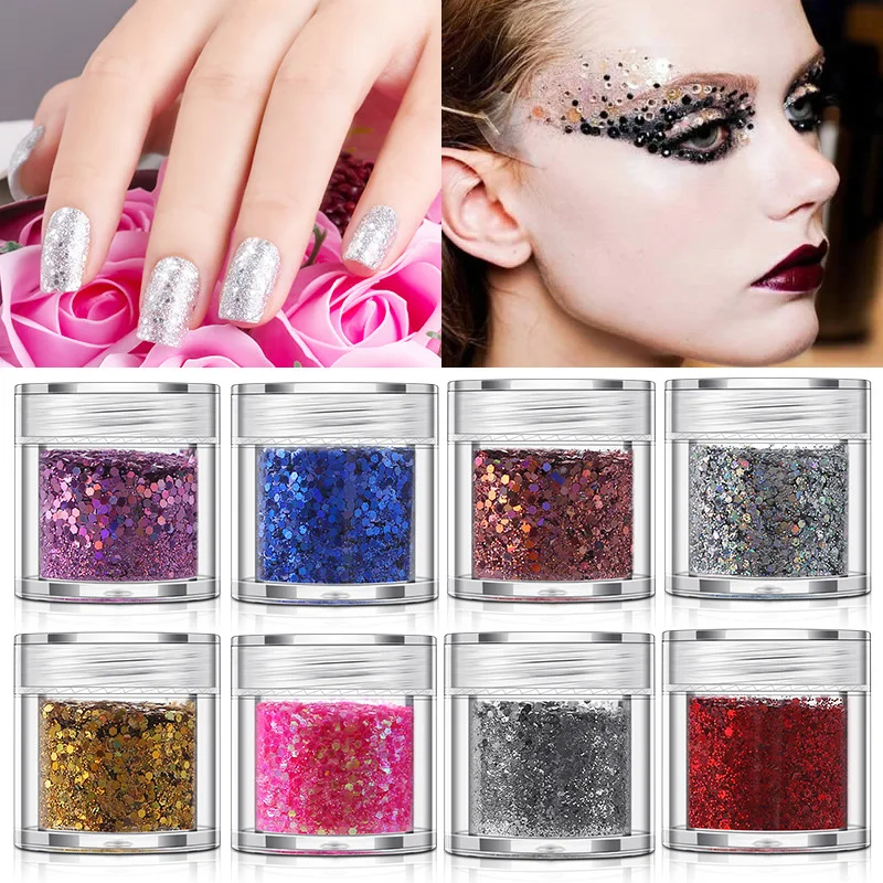 

gloss black laser glitter powder for lip / nail polish, 12colors