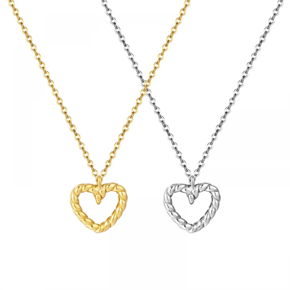 

Fashion Acier Inoxydable Bijoux En Gros Women 14K Gold Plated Chunky Heart Pendant Necklace