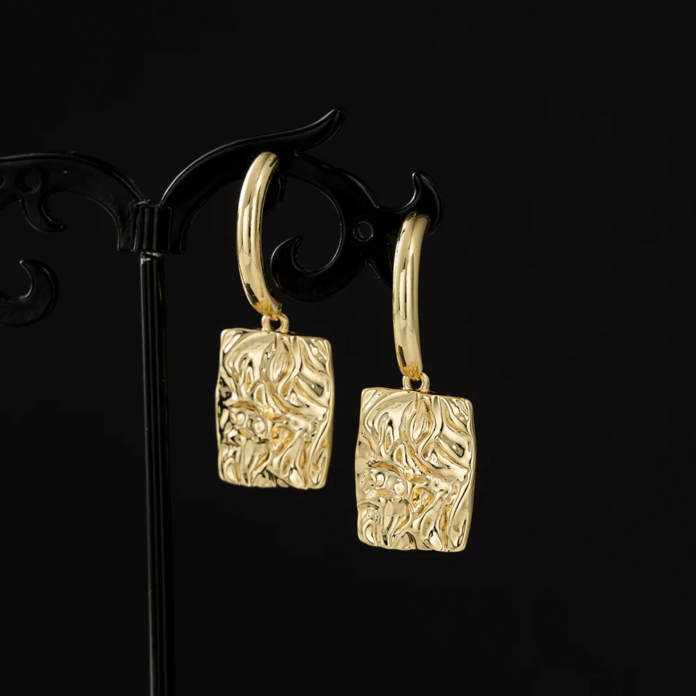

Minimalist Hammered Square Earrings Women Brass Geometric Earrings Statement Dangle Drop Earrings for fashion jewelry