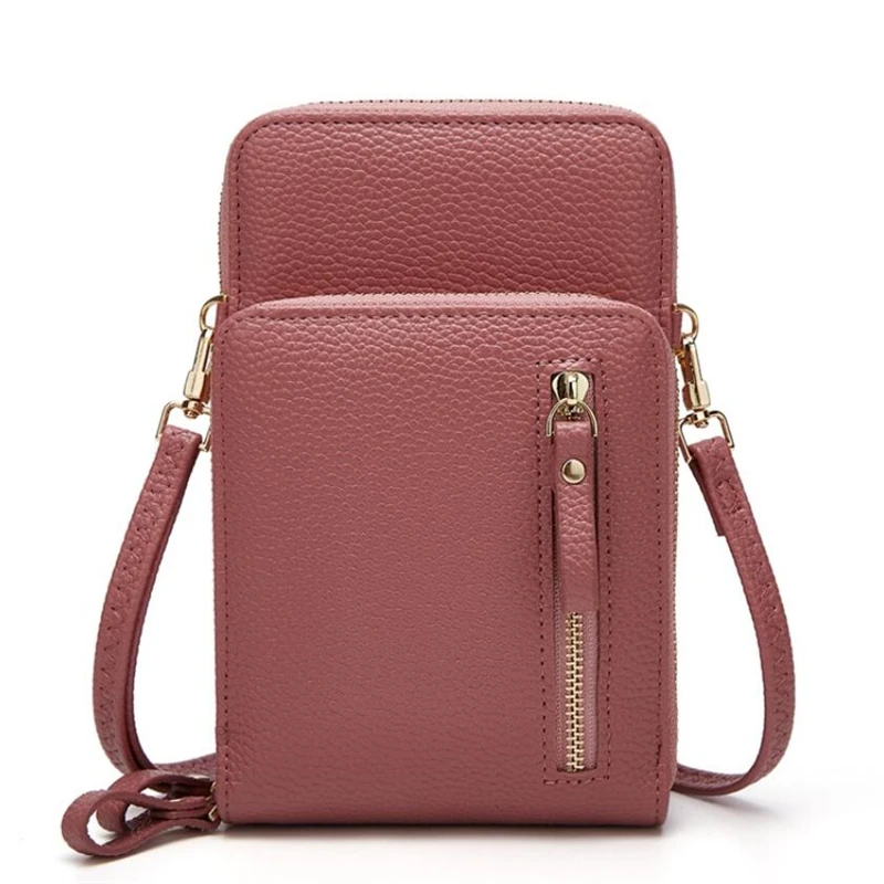 

2021 Fashion crossbody purse mobile phone shoulder bag double zipper cell phone wallet, Brown,red,black,apricot, pink