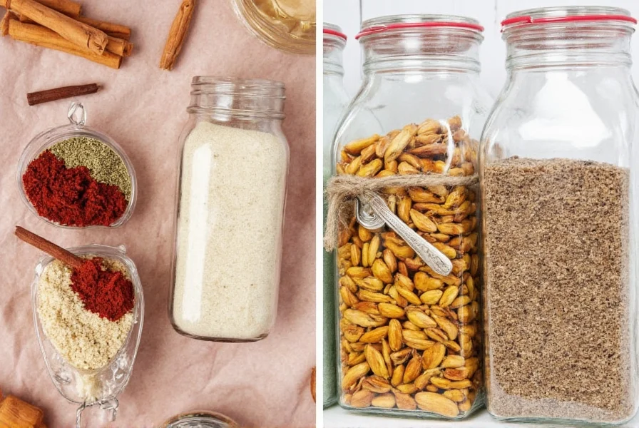 Jars of infused sugars labeled with tags