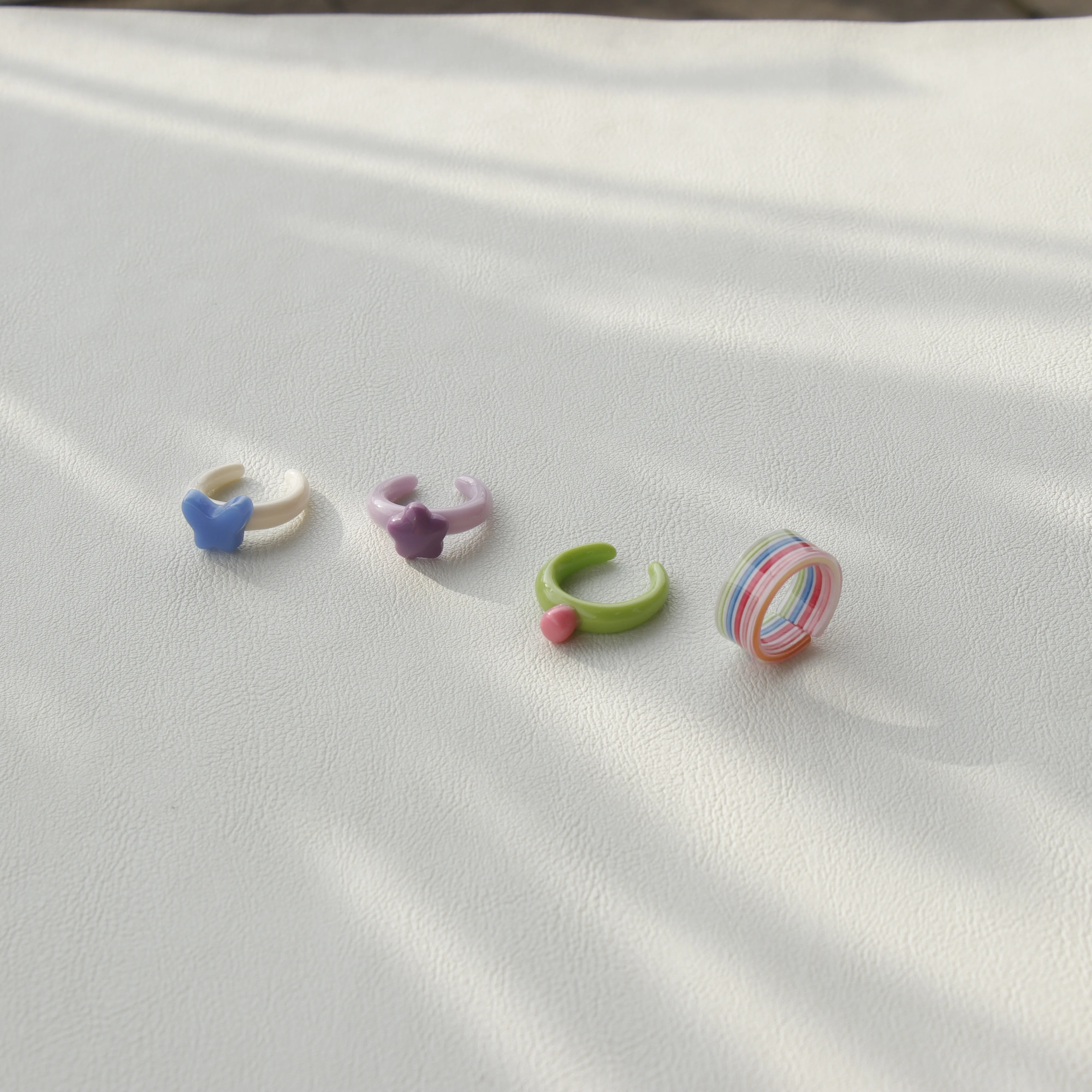 

OUYE 2021 Newest Acrylic Resin Colorful Cute Ring Open  Ring For Women Girls Gift Fashion Jewelry Wholesale