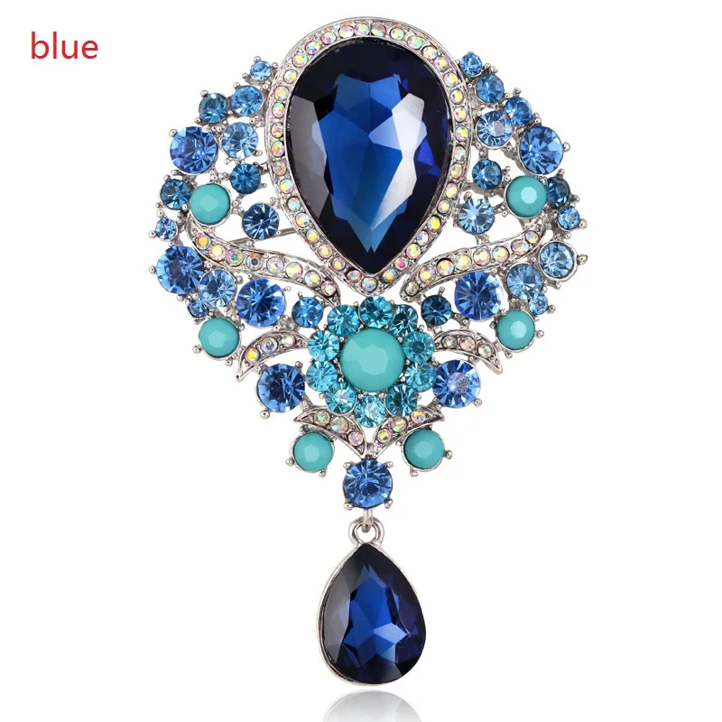 

Large Crystal Water-drop Brooches for Women Vintage Fashion Pendant Style Elegant Wedding Pins Party Jewelry Brooch