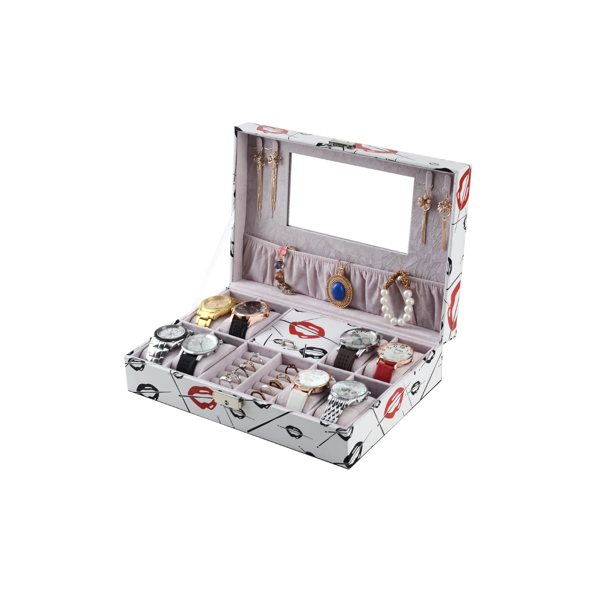 

Wholesale Glass Window-opening Jewelry And Watch Storage Boxes Luxury Ring And Watch Hard Case