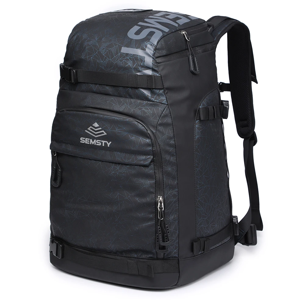 

SEMSTY New Ski Boots Board Backpack Bag Skiing Travel Bag with Waterproof Exterior & Bottom, Black/gray/red