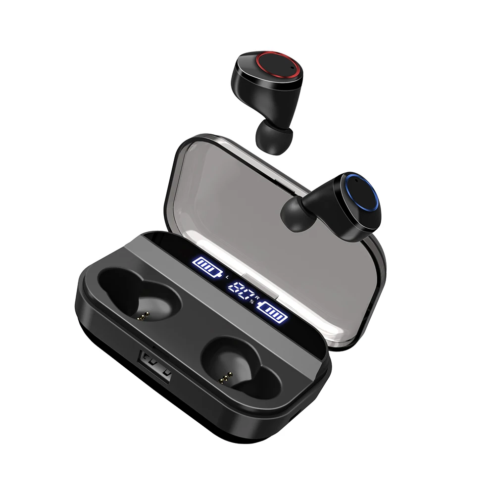 

High Quality True Wireless Earbud Headphones With Power Bank Charging Case For iPhone Android