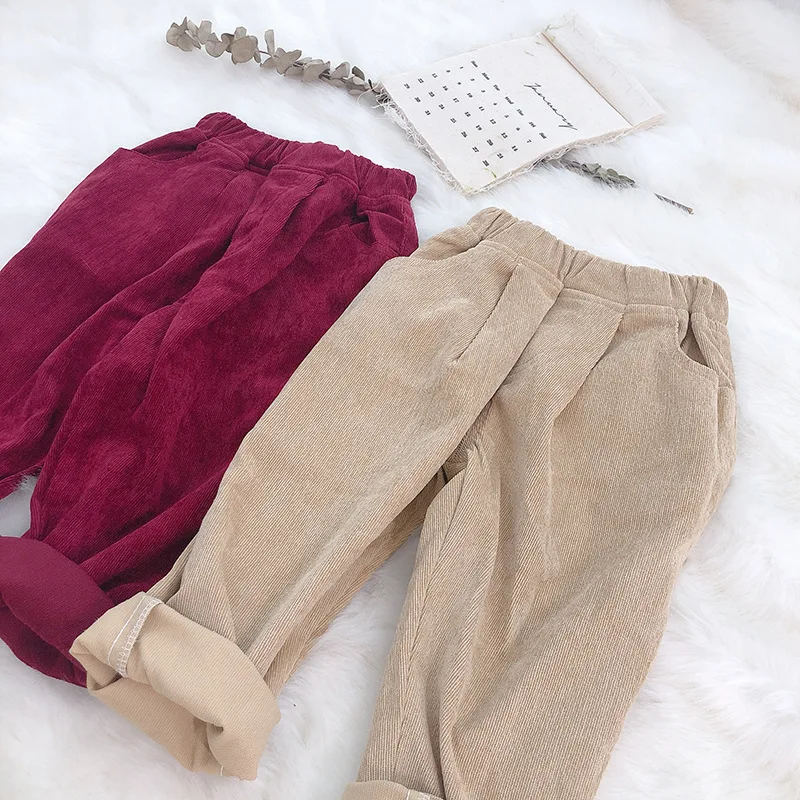

Baby Women's Casual Trousers Corduroy Girl Trousers Spring and Autumn Korean Loose