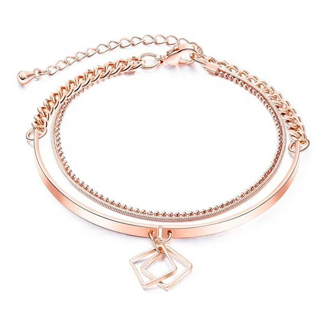 

Copper Alloy Material Fashion Chain With Bangle Plated Rose Gold Women Geometric Bracelet