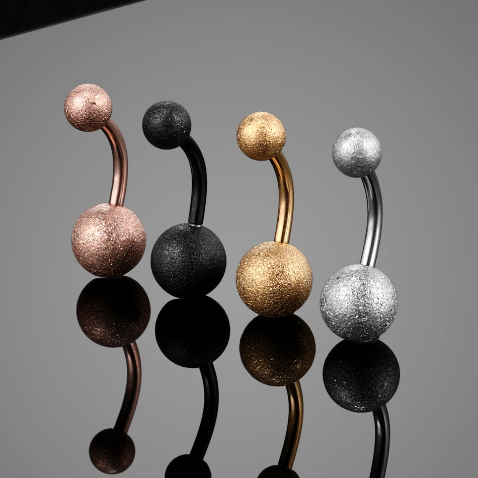 Steel Ombligo Nombril Piercing Pure Color Belly Button Piercing Two Ball Navel Stud Retainer
