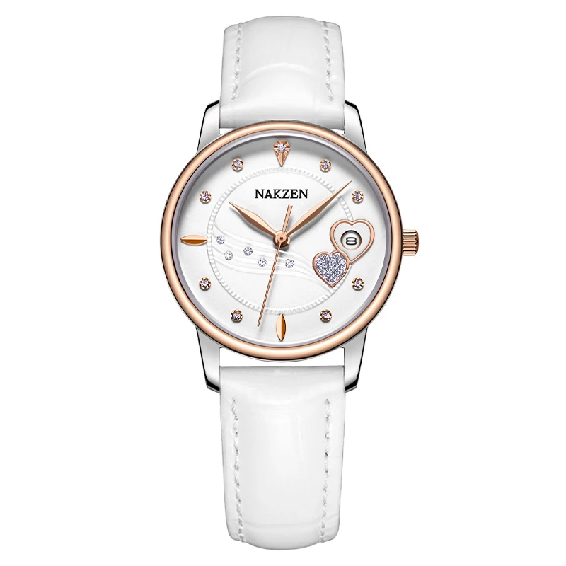 

new design white leather strap quartz movement watches women wrist montre femme sexy lady watch