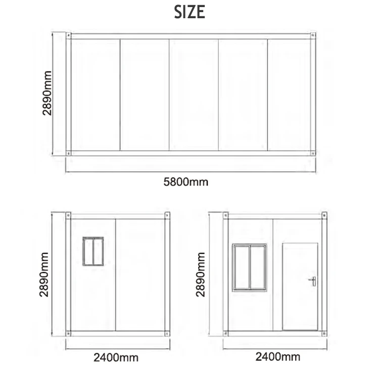 Flat pack container house size