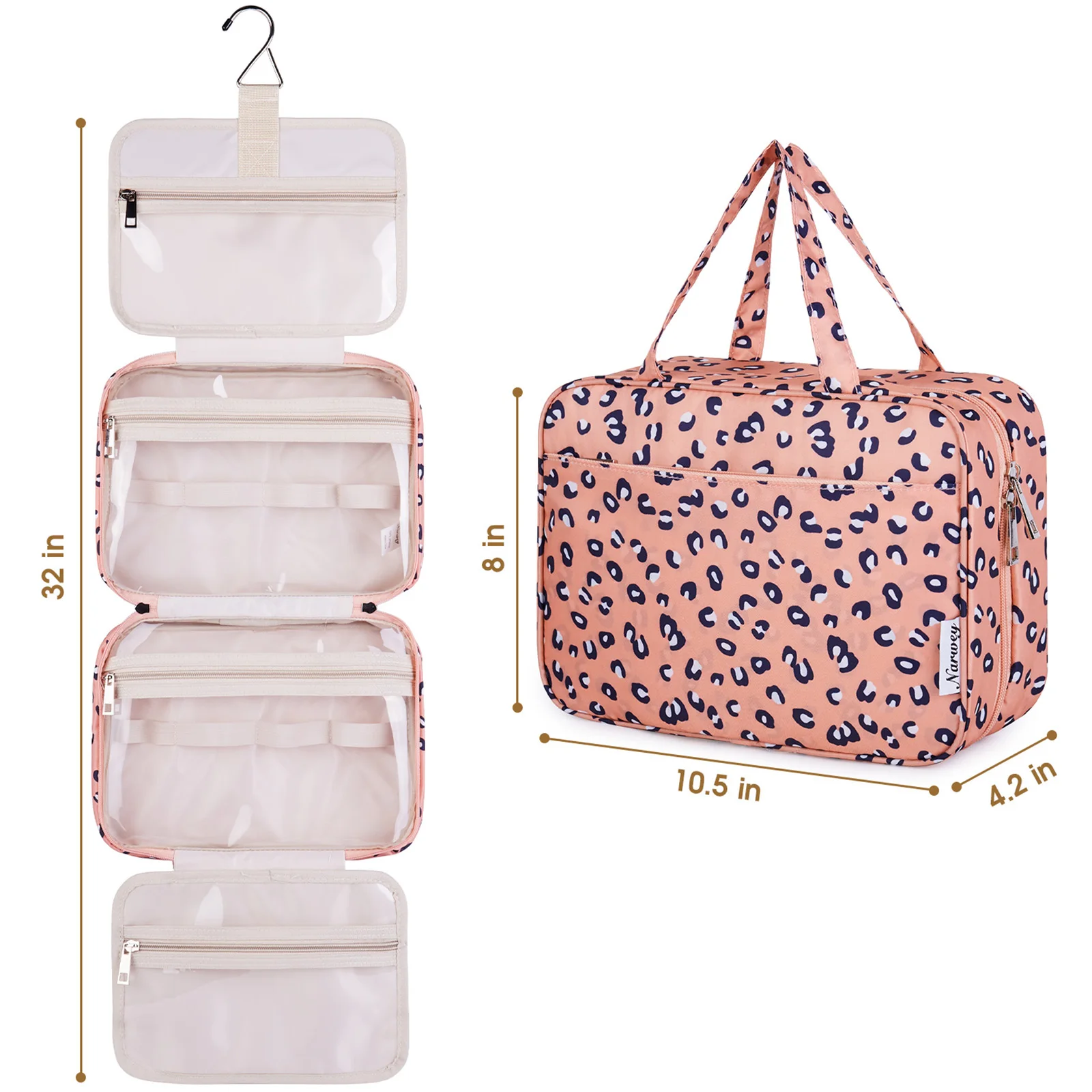 

NARWEY Fashion Multi-Function Travel Cosmetic Bag Waterproof Toiletry Storage Bag Cosmetics Storage Beauty Bag, As picture