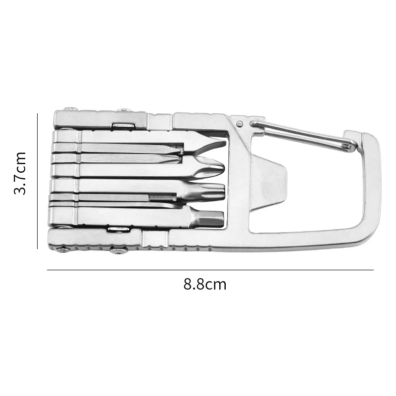 

Mini Stainless Steel Outdoor Multi-function Tool Opener Keychain Outdoor Survival Tools, Sliver