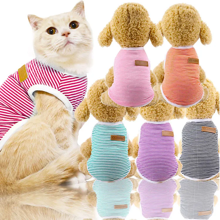 

Kingtale New Design Small Dog Stripe Shirts Soft Basic Pet Dog Clothes ropa para perros