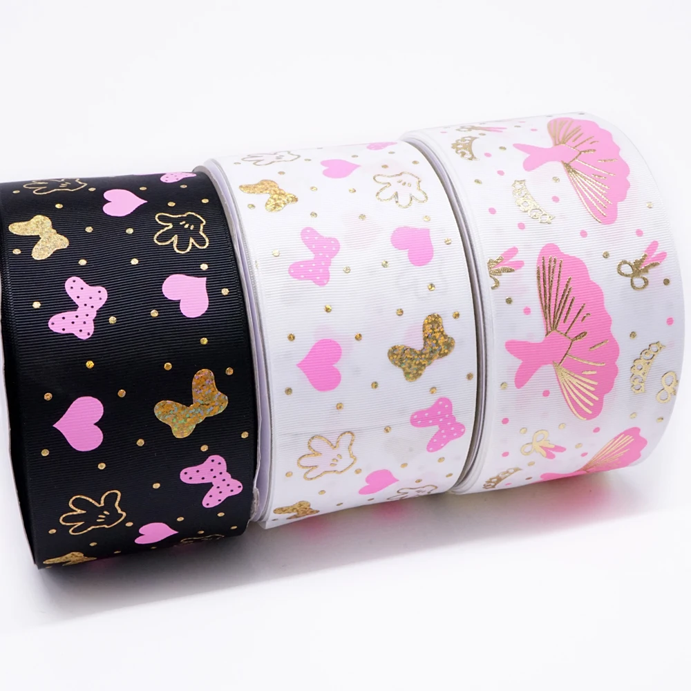 

Hair Accessories Gold Foil Print 3" Grosgrain Bow Ribbon