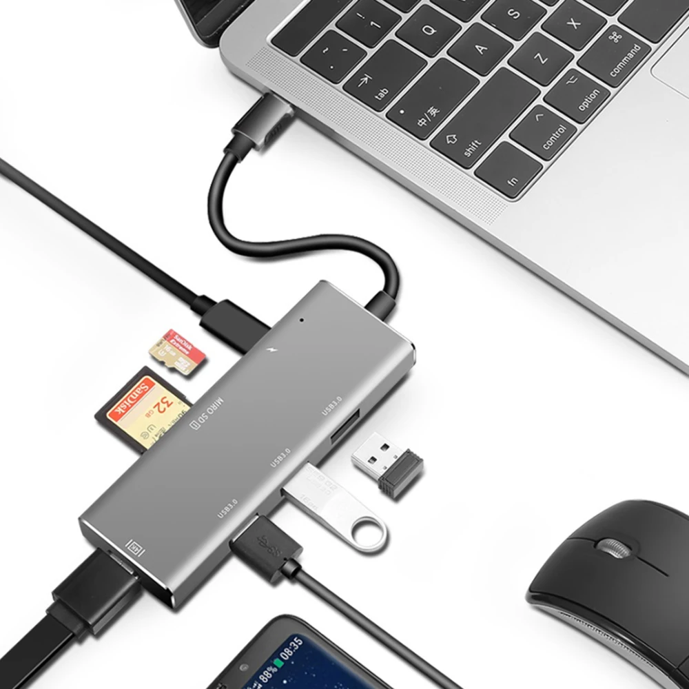 7 in 1 usb-c 3.0 hub laptop stand with usb 3.1 type c 7 ports hubs for macbook pro