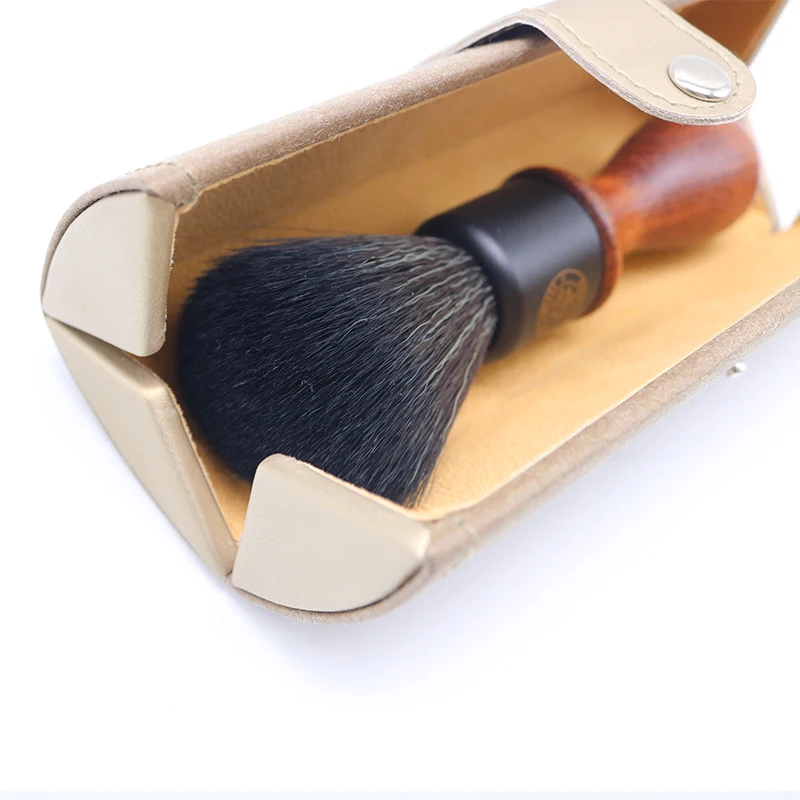 

Hot private label long handle rosewood vegan synthetic men's cleaning shave neck barber shaving brush with portable case